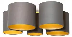 Plafoniera taupe cu interior auriu 5 lumini - Multidrum