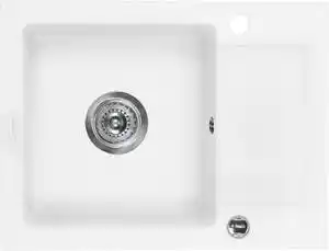 Favi Chiuveta bucatarie compozit cu picurator alb mat 58 cm Deante Zorba 580x440 mm, Alb mat Ofertă