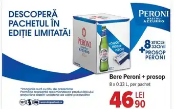 Carrefour Bere Peroni + prosop 8 x 0.33 L Ofertă