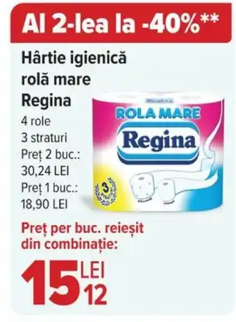 Carrefour Hârtie igienicǎ rolă mare Regina Ofertă