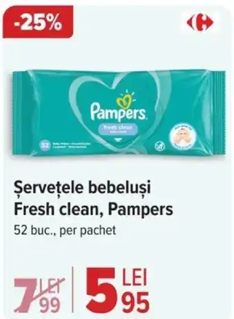 Carrefour Şervețele bebeluşi Fresh clean, Pampers Ofertă