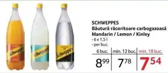 SCHWEPPES Băutură răcoritoare carbogazoasă Mandarin / Lemon / Kinley