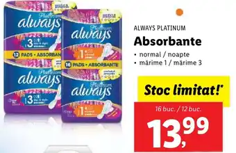 Lidl ALWAYS PLATINUM Absorbante Ofertă