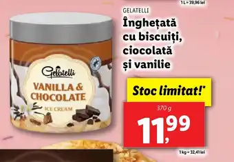 Lidl GELATELLI Îngheţată cu biscuiţi, ciocolată şi vanilie Ofertă