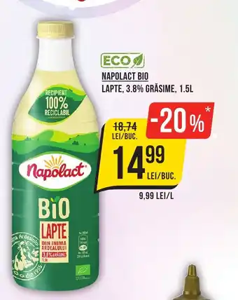 Mega Image NAPOLACT BIO LAPTE, 3.8% GRĂSIME, 1.5L Ofertă