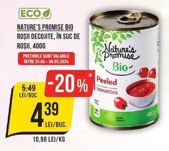 Mega Image NATURE'S PROMISE BIO ROŞII DECOJITE, ÎN SUC DE ROŞII, 400G Ofertă