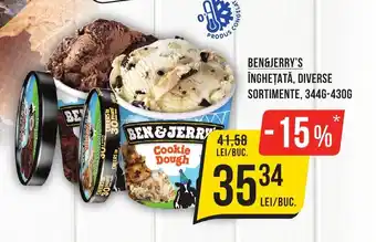 Mega Image BEN&JERRY'S ÎNGHEȚATĂ, DIVERSE SORTIMENTE, 344G-430G Ofertă