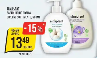 Mega Image ELMIPLANT SĂPUN LICHID CREMĂ, DIVERSE SORTIMENTE, 500ML Ofertă