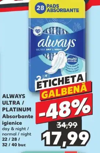 Kaufland ALWAYS ULTRA / PLATINUM Absorbante igienice Ofertă