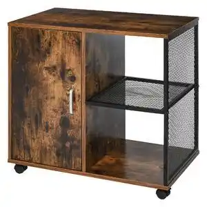 Favi HOMCOM Dulap Mobil pentru Imprimantă și Documente Stil Nordic cu Roti Dulap Multiuz Vintage pentru Birou și Acasă Maro | Aoso Ofertă