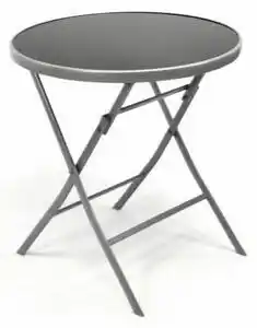 Favi Masa de gradina din sticla bistro cu blat rabatabil-argintiu Ofertă