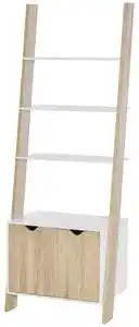 Favi Biblioteca tip scara cu 3 Rafturi si Dulap, Raft Modern Stil Nordic din Lemn, 60x40x171cm, Stejar si Alb HOMCOM | Aosom RO Ofertă