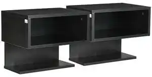 Favi HOMCOM Set 2 Rafturi de Perete pentru Depozitare, Design Modern, Negru, pentru Orice Cameră | Aosom Romania Ofertă