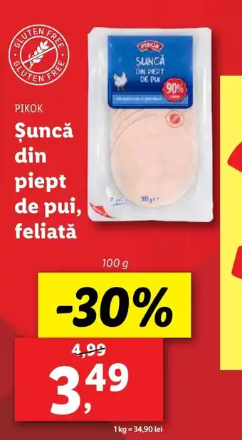 Lidl Șuncă din piept de pui, feliată Ofertă