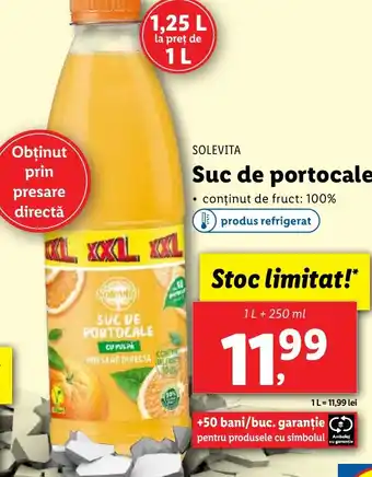 Lidl SOLEVITA Suc de portocale 1L Ofertă