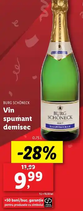 Lidl BURG SCHÖNECK Vin spumant demisec 0.75L Ofertă