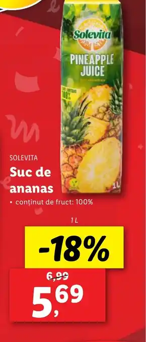 Lidl SOLEVITA Suc de ananas 1L Ofertă