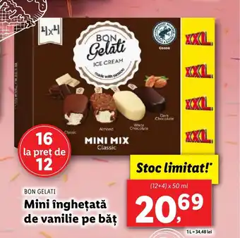 Lidl BON GELATI Mini înghețată de vanilie pe băţ Ofertă