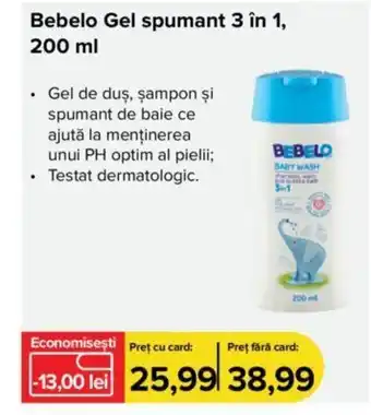 Bebelo Gel spumant 3 în 1, 200 ml
