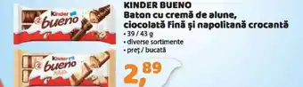 La Doi Pasi KINDER BUENO Baton cu cremă de alune, ciocolată fină şi napolitană crocantă Ofertă