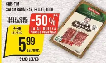 Mega Image CRIS-TIM SALAM BĂNĂȚEAN, FELIAT, 100G Ofertă