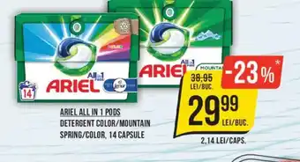 Mega Image ARIEL ALL IN 1 PODS DETERGENT COLOR/MOUNTAIN SPRING/COLOR, 14 CAPSULE Ofertă