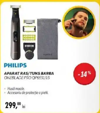 Flanco PHILIPS APARAT RAS/TUNS BARBA ONEBLADE PRO QP6551/15 Ofertă