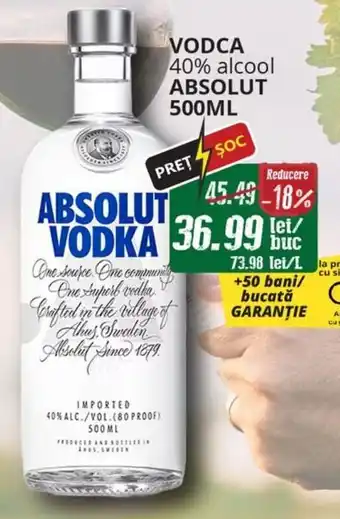 Diana Supermarket VODCA 40% alcool ABSOLUT 500ML Ofertă