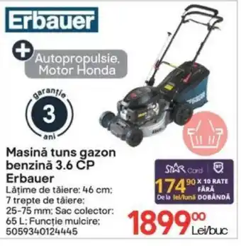 Brico Depôt Masinǎ tuns gazon benzină 3.6 CP Erbauer Ofertă