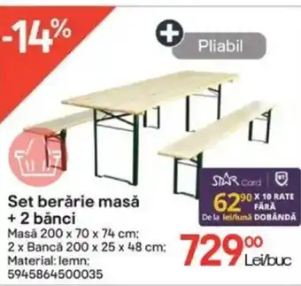 Brico Depôt Set berǎrie masǎ + 2 bănci Ofertă