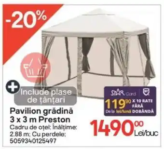Pavilion grădină 3 x 3 m Preston