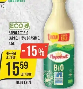 Mega Image NAPOLACT BIO LAPTE, 1.5% GRASIME, 1.5L Ofertă
