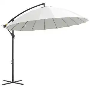 Favi Outsunny Umbrelă Suspendată cu Braț Lateral Φ296cm pentru Patio și Grădină, Deschidere Ușoară, Design Elegant, Alb Crem | Aos Ofertă