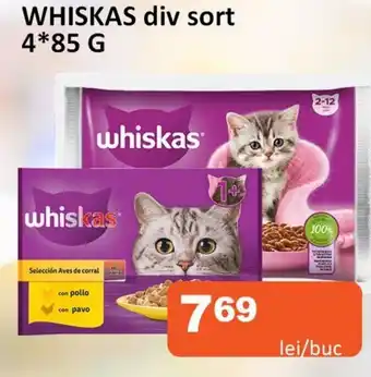 Unicarm WHISKAS div sort 4*85 G Ofertă