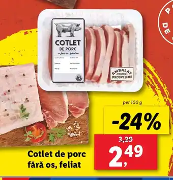 Lidl Cotlet de porc fără os, feliat Ofertă