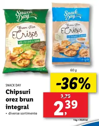 Lidl SNACK DAY Chipsuri orez brun integral Ofertă