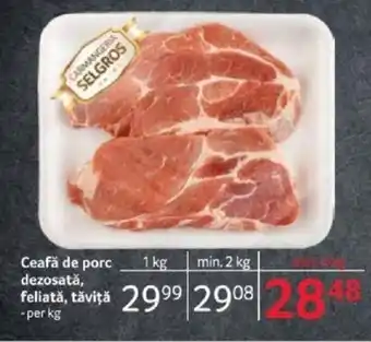 Selgros Ceafă de porc dezosată, feliată, tăviţă Ofertă