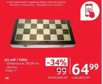 Selgros Joc şah / table Ofertă