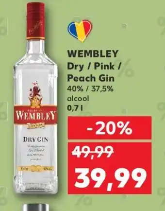 Kaufland WEMBLEY Dry / Pink / Peach Gin 0.7L Ofertă