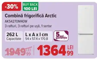 Carrefour Combină frigorifică Arctic AK54270M40W Ofertă