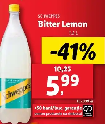 Lidl SCHWEPPES Bitter Lemon 1.5L Ofertă