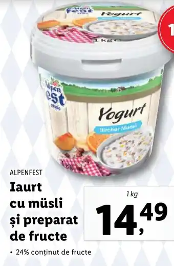 Lidl ALPENFEST Iaurt cu müsli si preparat de fructe Ofertă