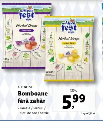 Lidl ALPENFEST Bomboane fără zahăr Ofertă