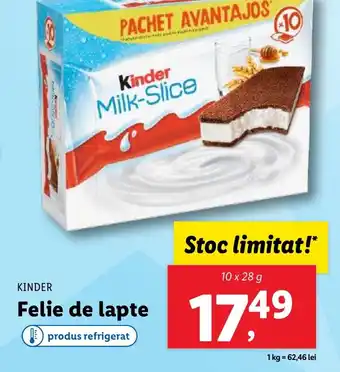 Lidl KINDER Felie de lapte Ofertă
