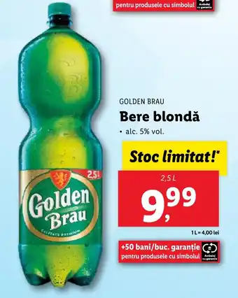 Lidl GOLDEN BRAU Bere blondǎ 2.5L Ofertă