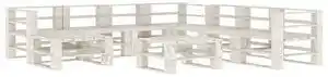 Favi Set mobilier grădină din paleți,alb, 9 piese, lemn Ofertă