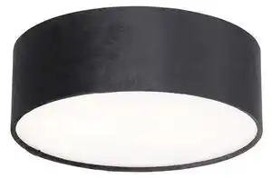 Plafoniera neagra 30 cm cu interior auriu - Drum