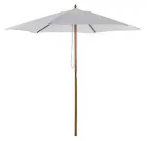Outsunny Umbrelă Rotundă de Grădină din Bambus și Poliester 2.5x2.3m Crem/Alb | Aosom Romania