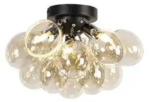 Favi Plafoniera design negru cu sticlă chihlimbar cu 3 lumini - Uvas Ofertă