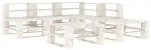 Favi Set mobilier de grădină din paleți, 6 piese, alb, lemn Ofertă